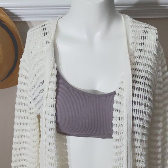 White Cable Knit Midi Cardigan - Picture 2 of 10